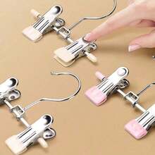 10pcs Clothes Hanger Set: Steel Hangers For Hanging Shirts, Pants, Skirts And Other Garments. Rotatable Hangers With Adjustable Non-Slip Clips, Convenient To Use (Max Length 17cm/6.69in) - Multicolor - View 4