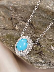 1pc Elegant Cubic Zirconia Pendant Necklace, Valentine's Day Gift, Wedding Jewelry - 1# - View 2