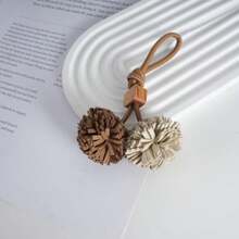 Personalized Leather Tassels Ball Cherry Cute Bag Charm Women Backpack Keychains Clip Tote Bag Charms For Handbags - Màu Khaki - Xem 3