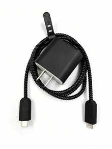 5 piezas Funda protectora anti-caída de TPU negro, compatible con cargador Apple 18W/20W y enrollacables - Negro - Ver 8