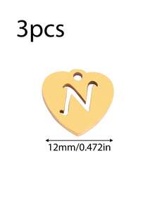 3个/套 心形吊坠 不锈钢英文字母吊坠 A-Z 字母饰品，适用于手工手链、耳环等珠宝制作 - 吊墜 - 查看 53