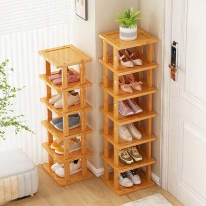 1 chiếc, Kệ giày đứng bằng tre tự lắp ráp. Kệ giày tre thanh lịch với vân gỗ tự nhiên, kệ giày đứng cho không gian nhỏ, kệ giày cao và hẹp để đựng giày trong tủ quần áo, lối vào, góc nhà để xe và phòng ngủ, kệ giày mỏng có thể xếp chồng lên nhau - Tiết kiệm không gian, dễ lắp ráp, phù hợp cho ký túc xá, hành lang và nhà bếp - Kệ đựng đồ hình vuông phong cách cho giày thể thao, giày cao gót và giày gót nhọn.