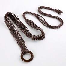 Spring And Summer Fashion Multi-Color Bohemian Style Wax Rope Handmade Wooden Circle Braided Hollow Belt With Dress Belt - Coffee - View 3