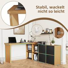 Home Office Desks - Black + Oak + MDF - View 11