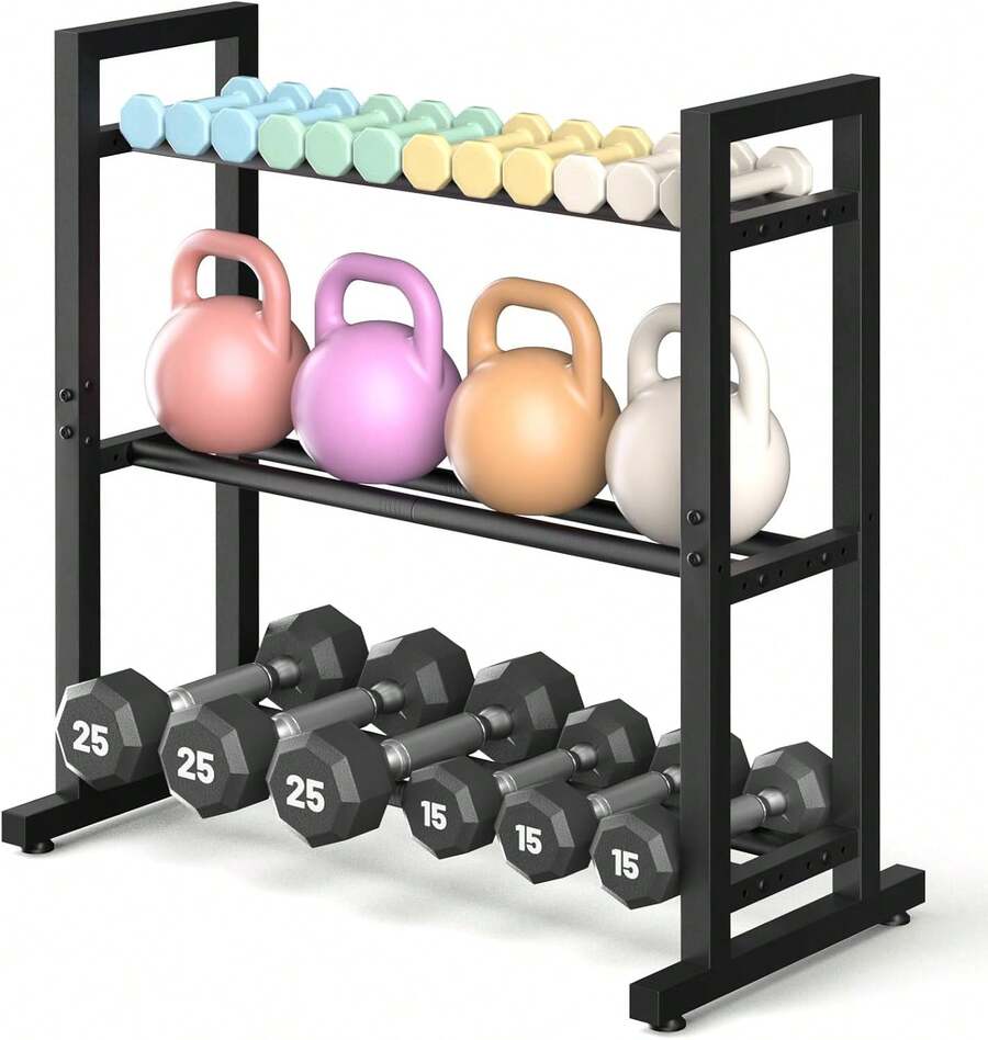 Weight Rack Stand Only 3 Tier Weight Storage Racks Adjustable Width Weight Storage Organizer For Home Gym Up To 450 Lb Capacity (Dumbbells Not Included) - 1 - View 1