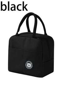 1pc Bear Pattern Insulated Lunch Bag, Thermal Lunch Box Tote - Navy Blue - View 12