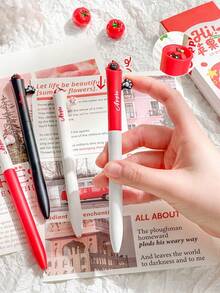 4pcs Cute Cartoon Animal Hide And Seek Retractable Gel Pen Set, ST Nib, 0.5mm Black Ink, Replaceable Refills Design, Quick Dry Smooth Writing For Children As A Gift, Practicing Handwriting - Multicolor - View 3