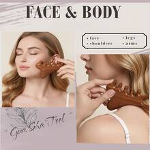 2pcs Wooden Facial & Head Massage Set - Ergonomic Double-Finger Design, Head Comb, Unisex For Scalp, Face & Body Massage - Multicolor - View 2