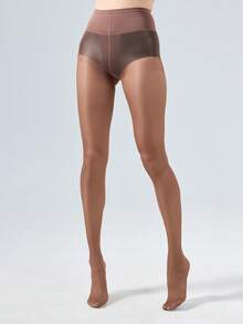 1 Pair Women's 40D Sheer Tights, Low-Rise Style With T-Crotch Design, Comfortable Daily Pantyhose - Coffee Brown - View 2