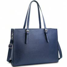 NEWHEY Handheld Tote Bag, Laptop Bag, Waterproof Lightweight Leather, 15.6-Inch Computer Handbag, Business Office Briefcase, Large-Capacity Handbag, Shoulder Bag, Professional Office Work Bag, Black - Multicolor - View 3