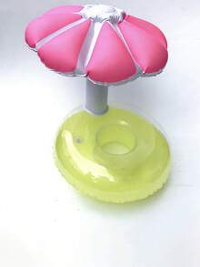 Floating Dual-Color Mushroom Umbrella Cup Holder, PVC Inflatable Water Floating Beverage Cup Coaster - A - View 2