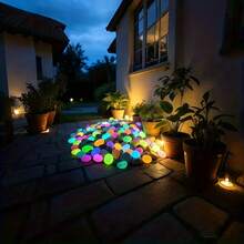 28 Oversized Luminescent Stones - Self-Lighting, Solar-Operated/Battery-Free , Ideal For Indoor/Outdoor Christmas, Garden, Aquarium, Party Decorations - Assorted Colors - Sturdy All-Weather Decoration - Multicolor - View 9