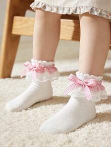 1 Pair Cotton Children's Lace Plaid Bow Ruffle Dance Princess Fashion Versatile Party Socks - Multicolor - View 4