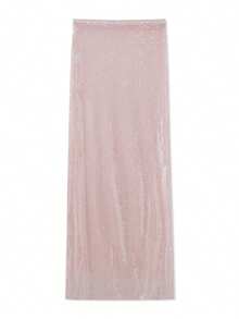 Women Sequin Maxi Skirt Low Rise See Through Sparkly Bodycon Long Mermaid Skirt Summer  Coquette Beachwear - 粉色 - 查看 2