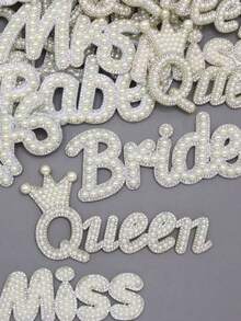 1Pc Queen,Bride,Mrs Pearl Patches On Clothes Rhinestone Applique Patch For Jackets Crystal Crown Badge Sewing Crafts,Suitable For Suitable For Women,Wedding,Bride To Be,Hen Party, Birthday Gifts, Mother's Day Decorations, Mother's Day Gifts, Graduation Parties, Baby Showers, And Cake Decorations - Letter Stickers - View 4