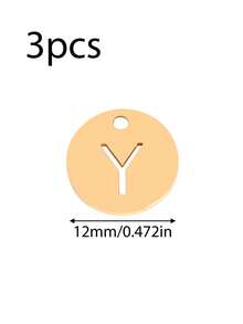 Bộ 3 mặt dây chuyền bằng thép không gỉ rỗng hình 26 chữ cái tiếng Anh, tự làm phụ kiện trang sức thời trang cho nữ. - mặt dây chuyền - Xem 11