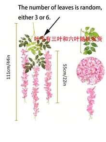 3.75英尺人造紫藤花环，仿真悬挂花藤，丝绸紫藤花环，适用于婚礼、花园、墙面装饰、家居装饰、桌面装饰和派对装饰 - 粉色 - 查看 9