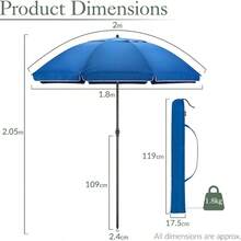 Beach Umbrella Portable Tilting Parasol Sun Shade With UV Protection - Blue - View 2