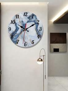 Đồng hồ treo tường hiện đại hình tròn, kích thước 10 inch/12 inch, chất liệu gỗ, họa tiết vân đá cẩm thạch trừu tượng, không gây tiếng tích tắc, màu xanh dương và vàng, chạy bằng pin (AA), thích hợp cho nhà bếp, phòng ngủ, phòng khách, cầu thang, phòng giặt. - A - Xem 3