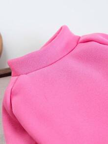 PETCIRCLE 1pc Pet Clothes, Dog/Cat Outdoor/Indoor Apparel, Comfortable Solid Round Neck Sweatshirt For Small Dogs & Puppies, Spring/Autumn - Rose Red - Hot Pink - View 7