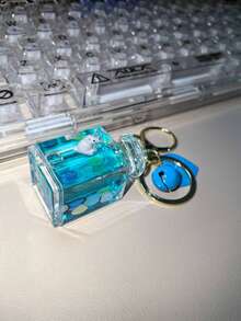1个可爱鱼形夜灯沙瓶钥匙扣，时尚包包装饰，闪亮沙瓶手柄，日常减压，高端汽车钥匙链吊坠，返校礼物，送给女友/妈妈的惊喜，汽车配件，可爱哥特风Y2K包挂绳带证件卡套，汽车配件包饰 - 彩色 - 查看 7