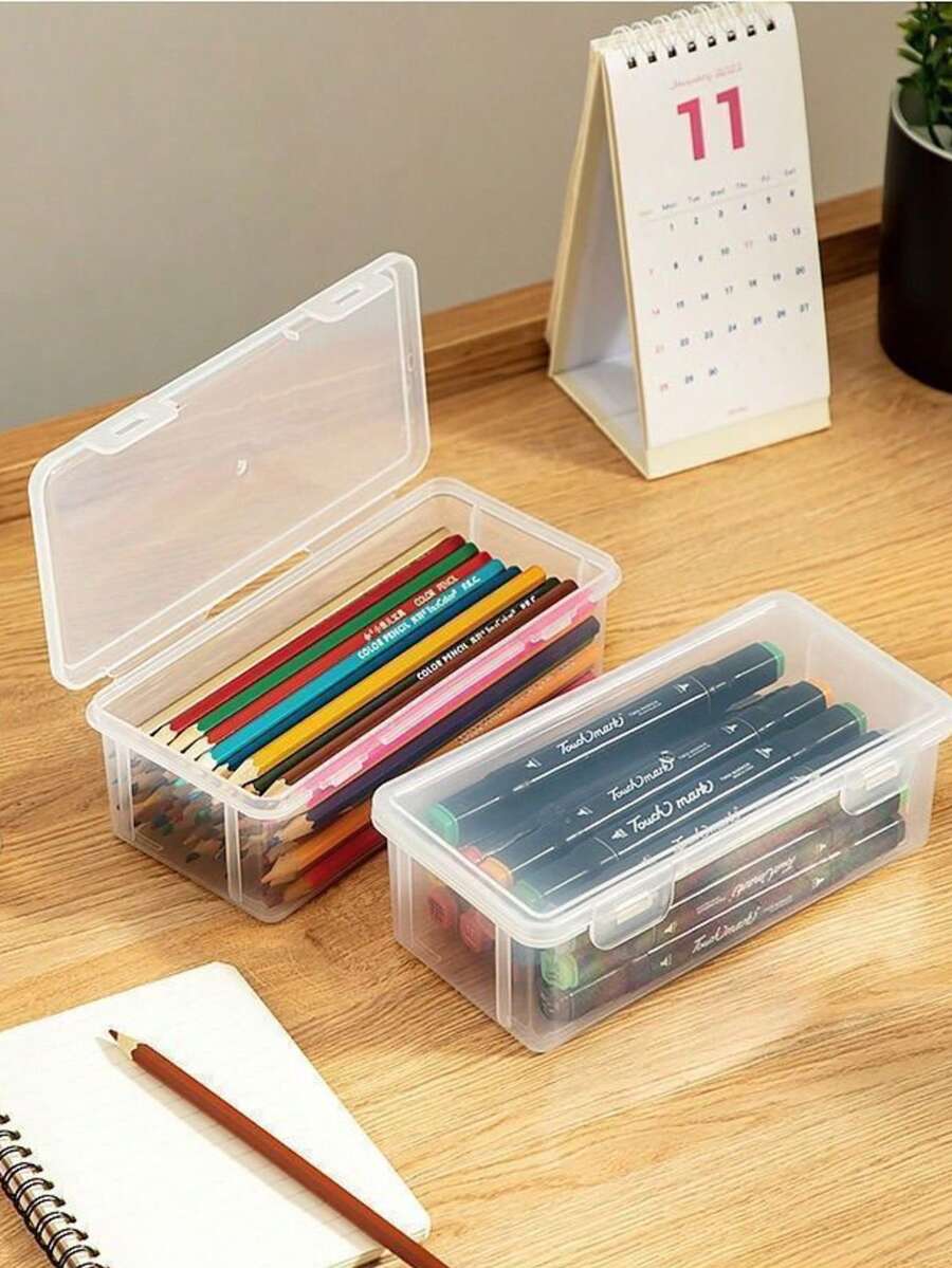 Hộp đựng đồ dùng văn phòng phẩm để bàn trong suốt, dung tích lớn, hộp đựng bút, hộp bút chì, hộp đựng đồ dùng học tập, hộp bút chì tối giản sáng tạo.