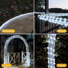 Warm White Solar LED Light Tube, Flexible Transparent PVC Solar String Lights, IPX4 Waterproof 8 Lighting Modes Auto Light Sensor, Suitable For Outdoor Garden Wedding Party Decor - white light - View 6