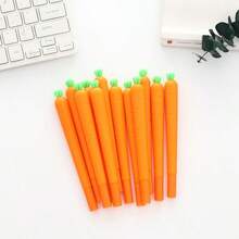 10pcs/Set Cute Cartoon Simulated Radish/Carrot Rabbit Neutral Pens, 2 Styles Available, High-Quality Student Stationery, Creative Personalized Holiday Gift Black Ink Pens, Suitable For Students - Back To School Season - Sets - View 6
