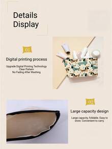 1pc Cosmetic Bag, Small Toiletry Bag, Mini Makeup Bag, Text Decor Storage Pouch, Suitable For Women/Girls Travel, Small Accessories, Modern - Letter Design - View 7