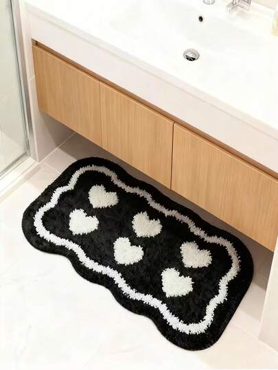 1件装豪华家居装饰地毯，柔软厚实的仿羊毛纤维门垫，吸水防滑浴室地毯，耐用可水洗的毛绒地毯
