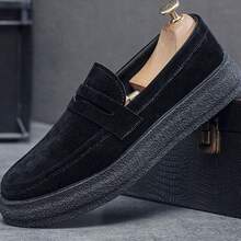 Popular Men's Casual Loafers, Leather Upper With Waterproof Design, Flat Non-Slip Sole, Suitable For Leisure, Entertainment And Camping - Black - View 2