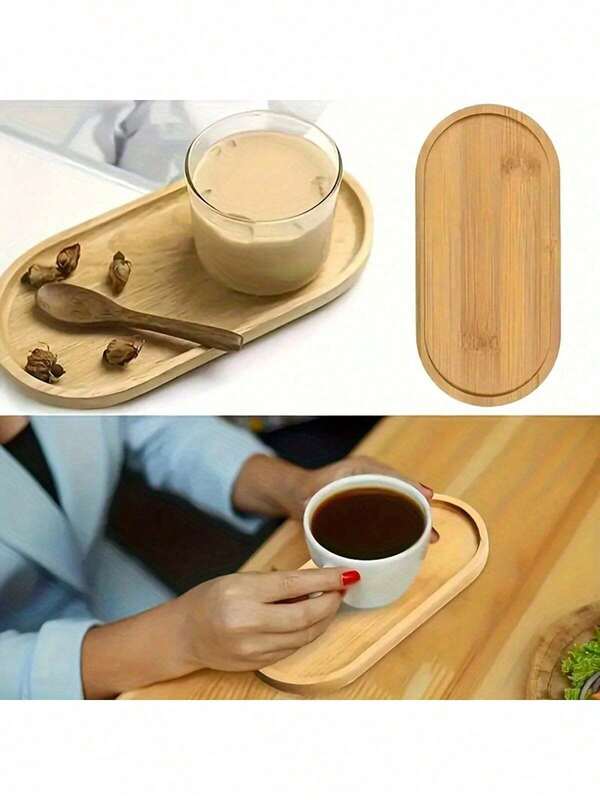 Bandeja multifuncional de bambu (1/3/6 peças), bandeja de madeira, bandeja para guardar joias, bandeja de chá de bambu, bandeja oval para bule de chá, adequada para decoração de mesa em restaurantes/cozinhas/quartos/banheiros/escritórios, também adequada para o Halloween, Natal e outras festas/jantares festivos.