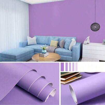 1 Roll Of Matte Purple Instant Peeling And Pasting Wallpaper, Detachable Contact Paper, Suitable For Cabinets And Drawers, Can Be Pasted To The Wall, Suitable For Bedroom Kitchen Self-Adhesive Wallpaper, Home Decoration