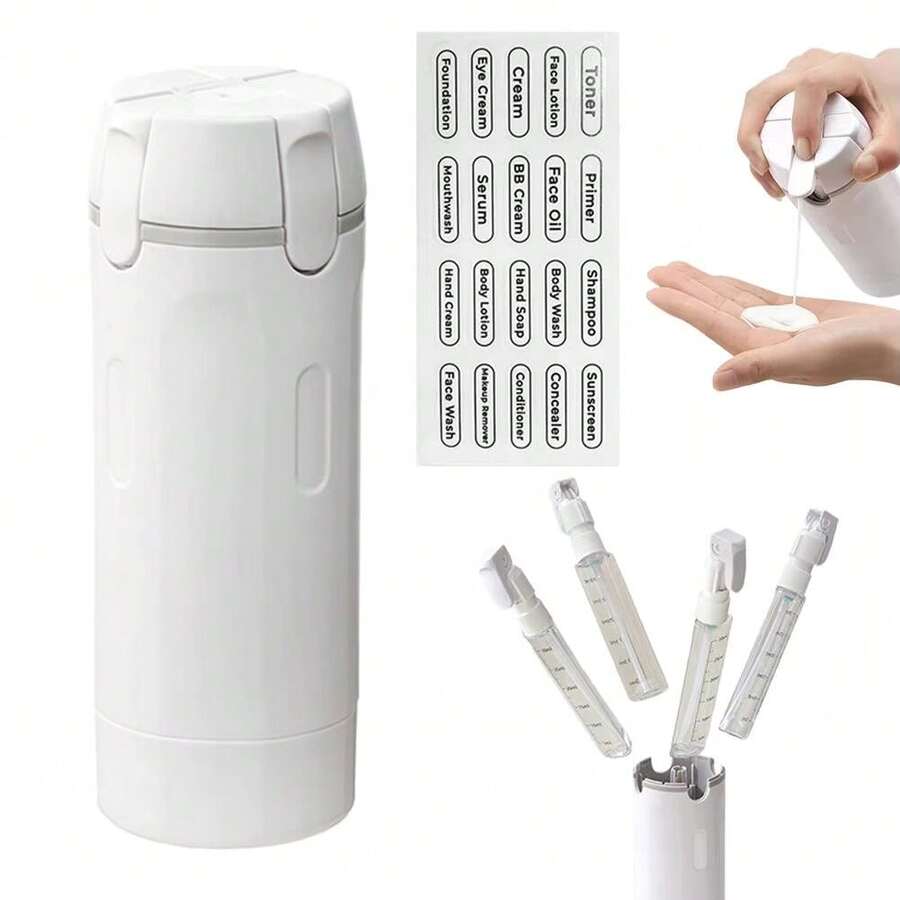 1pc 4-In-1 Travel Liquid Dispenser, Portable Travel Bottles, Liquid Filling Bottles For Perfume, Shampoo, Body Wash, And Other Liquid Products - Nordic Grey - View 1