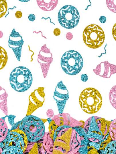 15/30/50克甜甜圈造型纸屑，冰淇淋纸屑，适用于甜甜圈主题春季派对用品，甜蜜冰淇淋生日派对装饰