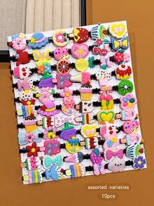 10个随机款式可爱黑色发夹，适合日常使用 - 彩色 - 查看 4