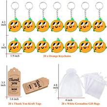 D60 Pack Orange Party Keyring Pack Include 20 Keychains20 Thank You Tags And 20 Goodie Bags For Baby Shower Summer Fruit Party Gift Family Party Birthday - Orange - View 2