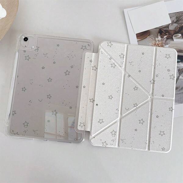 1 pieza Funda estética y linda con estampado de estrella verde con brillo compatible con iPad 11/A16/10th/Air4/5/6/Pro 12.9/2024/2025/2020/2021/2022/2023/10.2/10.9/Mini7, Funda para Galaxy Tab A8/A9 Plus/S6 Lite/S7/S9FE PLUS/S10 Plus, Funda compatible con Xiaomi 5/5pro/6/6pro/7/7pro/18s Pro, perfecta para trabajo, viaje y uso en el hogar, Funda plegable para tableta
