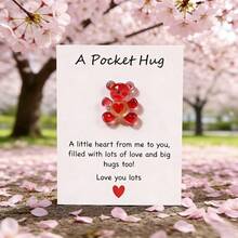 Bộ 1/5 chiếc, Thiệp chúc mừng hình gấu dễ thương, Thiệp hình gấu bằng nhựa, Món quà lý tưởng cho sinh nhật, tốt nghiệp, động viên và các mối quan hệ yêu xa. - màu đỏ - Xem 3