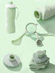 1pc 600ml Folding Sports Women Men Portable Silicone Cup Reusable Drinking Outdoor Fitness Gym Travel Camping Hiking Trekking Office School Supplies - 綠色 - 查看 4