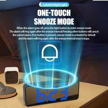 16.0cm Large LED Display Digital Alarm Clock With Voice Control, Adjustable Brightness, Dual Power Mode (USB Or AAA Battery), Rectangular Plastic Travel Alarm Clock Suitable For Bedroom, Living Room, Office - Movie Theme - Multicolor - View 6