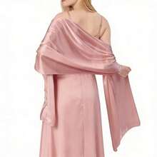 Khăn choàng và khăn quàng cổ trang trọng, chất liệu giống lụa, kích thước 70" x 170cm: Khăn choàng dự tiệc cưới bằng chiffon mềm mại, trong suốt, dành cho phù dâu, 1 chiếc. - Nhiều màu - Xem 15