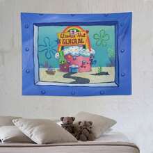 1PC Animation Cute Cartoon Wall Decor Tapestry, Sponge Theme Wall Hanging Bohemian Wall Tapestries Home Decor, Bedroom Decor, Room Wall Hanging, Tapestry, Wall Tapestry - 1PC - Xem 7
