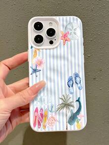 1个清爽蓝白条纹波浪纹手机壳，适用于 17 Pro Max/17 Pro/16 Pro Max/16 Pro/16/15 Pro Max/15 Pro/15/14 Pro Max/14/13 Pro Max/13 Pro/13/12 Pro Max/12 Pro/12/11，防尘防水防震软壳 - 白色 - 查看 5