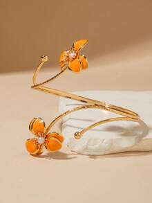 1件极简主义金属树脂樱花仿珍珠手链，独特礼物，适合女性海滩度假 - 30047-ab-G-1 - 查看 5