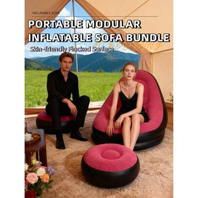 Ghế sofa hơi sang trọng mới dành cho người lười biếng, ghế sofa gấp gọn có chỗ để chân, giường nằm ngoài trời tiện lợi có chỗ để chân.