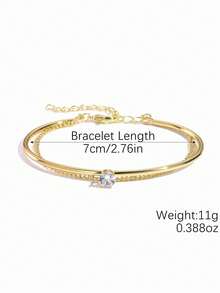 1. Vòng tay đơn giản đính một viên kim cương, dây xích điều chỉnh được, phù hợp cho nữ giới đeo hàng ngày. - Vàng - Xem 3