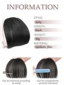 女士假发，带刘海，无鬓角，眉毛上方刘海，自然无缝，采用高温纤维制成，直刘海，合成假发。 - 彩色 - 查看 4