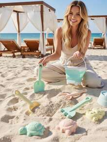 Multifunctional Beach Toy Set, Soft Material, Includes Foldable Beach Bucket, Lightweight, Suitable For Beach Lovers, Applicable For Backyard Play, Outdoor Travel, Sand And Water Games, Beach Essentials, Pool Accessories, Toy Room Home Decor - One Size Fits All - View 8