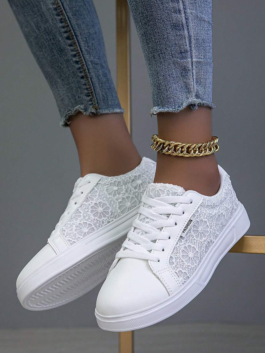 Giày nữ thường ngày, giày thể thao thời trang, giày trượt ván phong cách đường phố nhẹ. - trắng - Xem 1